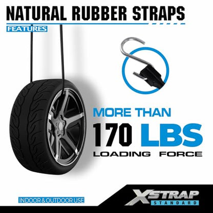 XSTRAP STANDARD 21" 100% EPDM Natural Rubber Tarp Straps, Black Long Bungee Cords with Metal S Hooks Tie Down Straps for Outdoor, Tarp Covers, Canvas Canopies, Motorcycle, and Cargo - 20 Pack - size: 21''
