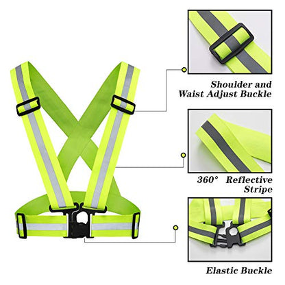 Safety Reflective Vest 5pcs, Adjustable Reflective Vest, High Visibility Provides Absolute Security, Suitable for Running, Cycling, Motorcycle, Green - color: Green