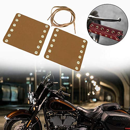 Handlebar Wraps, 2PCS Motorcycle Leather Handlebar Hand Grip Covers with Strap Motorcycle Heated Grip Pads Modification Accessories(Yellow) - color: Yellow