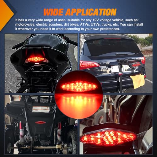 Nilight Motorcycle Tail Lights LED Brake Running Light with License Plate Bracket Dirt Bike Rear Lighting Compatible with Honda Yamaha Kawasaki Suzuki Chopper Turing Cruiser, Red - color: Motorcycle Tail Lights Red 2PCS
