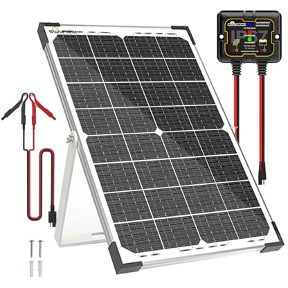 SOLPERK 30W Solar Battery Charger Solar Battery Maintainer + Upgrade 10A MPPT Charge Controller + Adjustable Mount Bracket for Car RV Boat Motorcycle，12V Waterproof Solar Panel Kit Trickle Charging - size: 30W MPPT