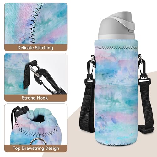 RICHEN Neoprene Water Bottle Carrier Bag with Adjustable Shoulder Strap,Insulated Water Bottle Cover for Stainless Steel/Glass/Plastic Bottles - color: BC-58, size: 750ml
