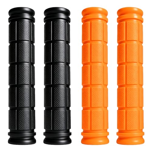 2 Pairs Bike Handlebar Grips for Bikes - color: Black and Orange