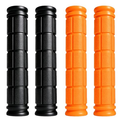 2 Pairs Bike Handlebar Grips for Bikes - color: Black and Orange