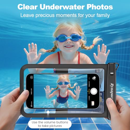 Rynapac Large Waterproof Phone Pouch [Up to 8.5"] - 2 Pack IPX8 Waterproof Phone Case for iPhone 17 16 15 Pro Max Galaxy S26 Ultra, Touchscreen & Underwater Photography, Beach Cruise Essentials 2026 - color: [Black + Pink] Large Waterproof Phone Pouch, si