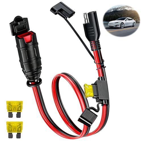 SAE Extension Cord, 14AWG Battery Charger Adapter Cable Compatible with NOCO Genius Smart Battery Chargers, SAE Adapter for Motorcycle, ATV, UTV, Car Garage Battery Maintenance Use(1FT)
