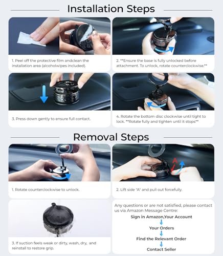 Meifigno Fits 360 ° Rotating Magsafe Car Mount for Tesla, [All-Metal & Upgraded Suction],Vacuum Magnetic Phone Holders for Your Car, Tesla Screen/Windshield/Dashboard Mount for iPhone Android