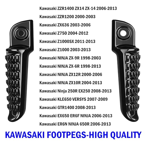 Rear Footrests Foot Pegs For KAWASAKI ZZR 1400 ZX14 ZX-14 2006-2013 07 09 11 12, Black - color: Black#Rear