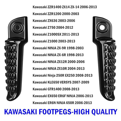 Rear Footrests Foot Pegs For KAWASAKI ZZR 1400 ZX14 ZX-14 2006-2013 07 09 11 12, Black - color: Black#Rear