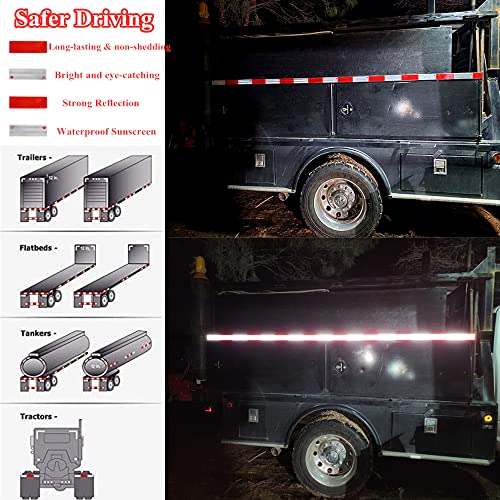 Reflective Tape 2" X 150 Feet Red/White High Intensity Safety Caution Warning Grade Self-Adhesive Waterproof Conspicuous Trailer Reflector - for Cars,Trucks,Trailers,Boats,Signs,Helmet,Mailbox