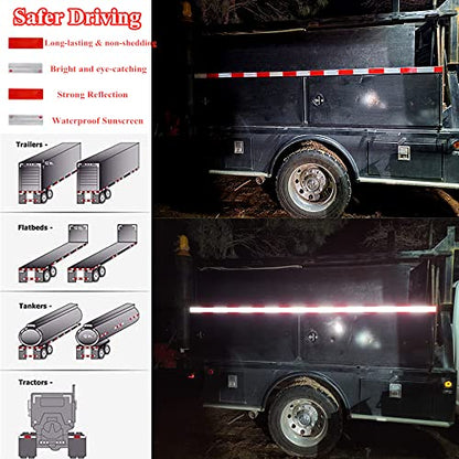 Reflective Tape 2" X 150 Feet Red/White High Intensity Safety Caution Warning Grade Self-Adhesive Waterproof Conspicuous Trailer Reflector - for Cars,Trucks,Trailers,Boats,Signs,Helmet,Mailbox