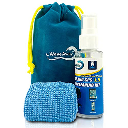 T-H Marine Wave Away Sonar & GPS Screen Cleaner Kit – Ammonia-Free LCD Screen Cleaner with Microfiber Cloth – Drip-Resistant, Streak-Free Solution for Electronics & Sunglasses – 1.5oz