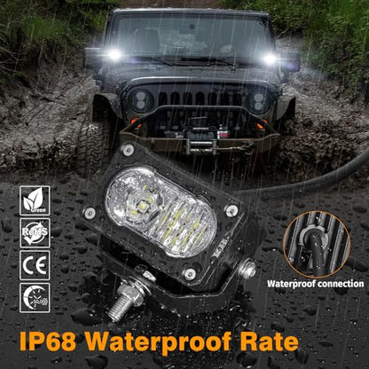 Muto-Beam LED Pods, 2PCS 3Inch Driving Lights 40W Spot Flood Combo Fog Light Off Road LED Cubes Backup Lighting Auxiliary Light Ditch Lights for Truck ATV UTV Motorcycle SUV Jeep Dirt Bike - size: Combo