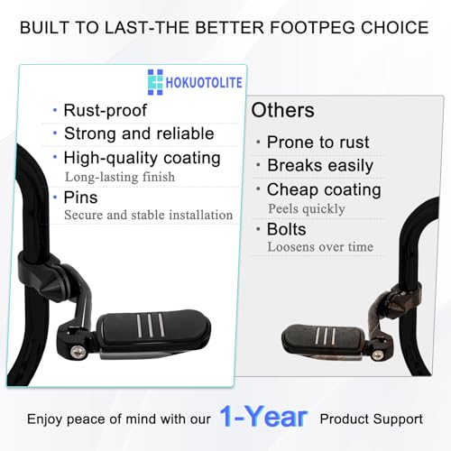 1.25" (32mm) Adjustable Highway Foot Pegs w/Long Extended Angled Mounts for Harley Davidson Touring Street Glide/Road Glide/Electra Glide/Road King Motorcycle w/1-1/4" Crash Bar,BLACK#1