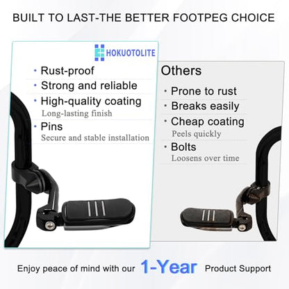1.25" (32mm) Adjustable Highway Foot Pegs w/Long Extended Angled Mounts for Harley Davidson Touring Street Glide/Road Glide/Electra Glide/Road King Motorcycle w/1-1/4" Crash Bar,BLACK#1