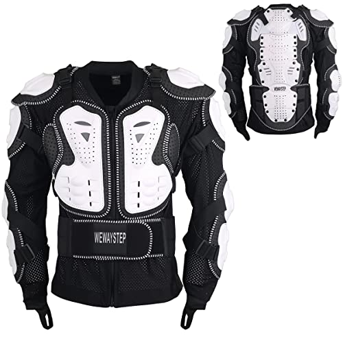 Motorcycle Protective Jacket Full Body Armor, Chest Spine Protection Dirt Bike Gear for Men Motocross MTB Racing - color: White, size: Small