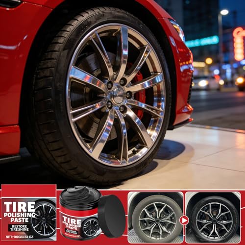 2Pcs Car Tire Shine with Sponge,Tire Coating Paste,Tire Polishing Paste,Ungraded Long-Lasting Tire Dressing with Wet Gloss Look Finish for Car, Truck, Motorcycle, RV & More