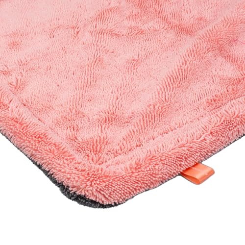 Maxshine 24" x 36" Universal Pink Car Drying Towel – 1200 GSM Rinse-Free Double-Sided Microfiber – Plush, Super Absorbent Towel for Car Wash & Detailing - size: 24" x 36" Pink