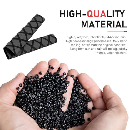 4 PCS Non-Slip Heat Shrink Motorbike Grips & Brake Grips Sleeve, Diamond Grid Rubber Handlebar Grip Cover, Shockproof Handlebar Protector, Universal for Dirt Bike, Scooter (Black) - color: Black