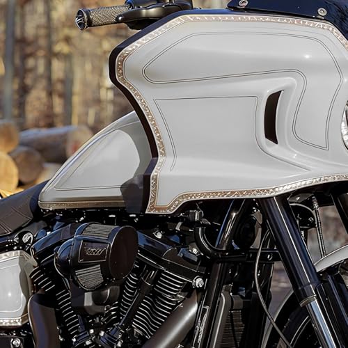 Motorcycle ST Headlight Fairing Air Deflector Side Wing Windshield Kit Fit for Harley Softail Low Rider ST 2022-up (Black) - color: Black