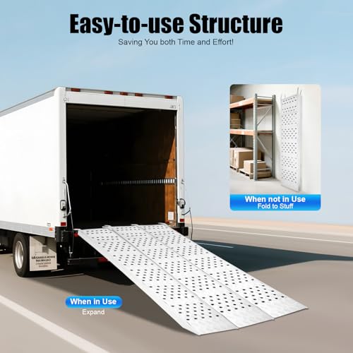 Ramps for Pickup Trucks, Tri-Fold Aluminum Motorcycle Loading Ramps 1500 Lbs Capacity, 77x54 inch Full Width Aluminum Loading Ramps with Load Straps for Motorcycles, UTVs, ATVs, Trucks, Lawnmowers