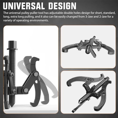 XIIW 3'' 4'' 6'' Gear Puller Set, 3 Jaw Bearing Puller with Reversible Jaws, 2 Jaw / 3 Jaw Pulley Puller Tool for Pulley Gear Bearing Flywheel Removal, 4pcs Gear Extractor Tool 1.1t/1.6t/3.0t - size: 3-Jaw Bearing Puller 3'' 4'' 6''