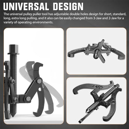 XIIW 3'' 4'' 6'' Gear Puller Set, 3 Jaw Bearing Puller with Reversible Jaws, 2 Jaw / 3 Jaw Pulley Puller Tool for Pulley Gear Bearing Flywheel Removal, 4pcs Gear Extractor Tool 1.1t/1.6t/3.0t - size: 3-Jaw Bearing Puller 3'' 4'' 6''