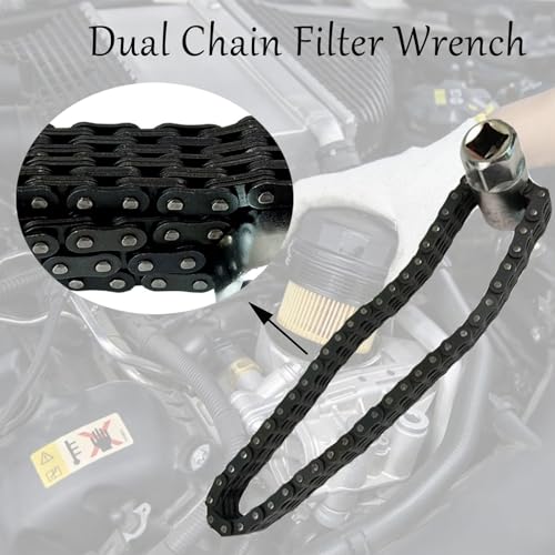 Automotive Oil Filter Chain Wrench Adjustable Oil Filter Wrench Double Chain Oil Filter Removal Tool Fits for 6-14cm