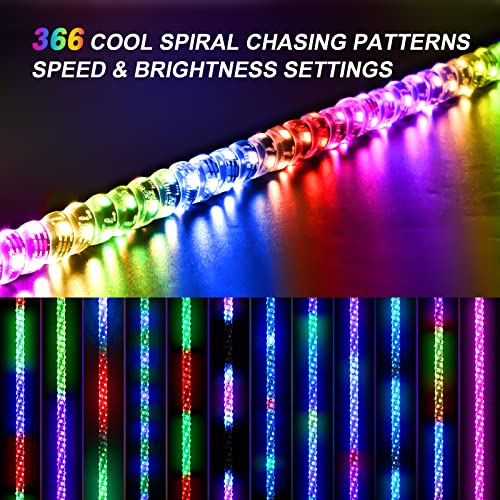 Ehaho 1 Pack 6FT Whip Lights, Whip Light with App & Remote Control, Spiral RGB Chasing Lighted Whips with Rocker Switch, Music Whip Light for UTV ATV Polaris RZR Can-Am SXS Truck - size: 6FT / (Pack of 1)
