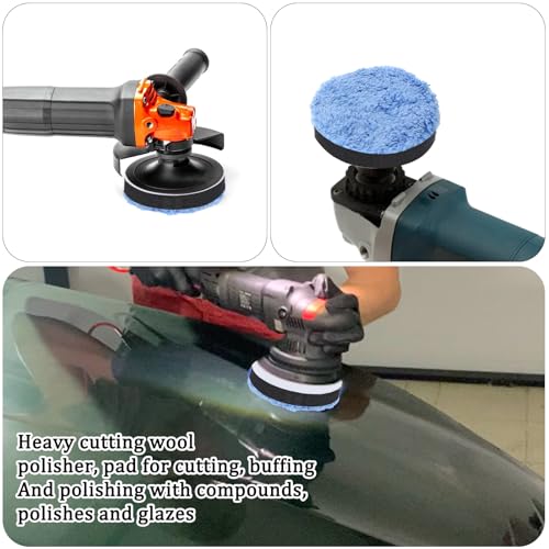 3 Pcs Polishing Pads, Buffing Pads, Microfiber Polishing pad for Car Compounding,3 Polished Pad for Scratch Removal, Waxing and Buffing (3.15 Inch/ 80 MM, Blue)