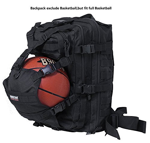 Seibertron Waterproof Large Capacity Molle Motorcycle Helmet Holder/Cycling Helmet Storage/Hiking Helmetcatch Bag/Backpack Also Fit Basketball Football Soccer Backpack Black - color: Black