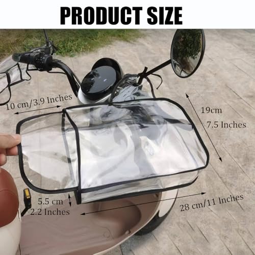 MIUPOO Motorcycle Handle Gloves,Water Resistant Windproof Transparent Handlebar Mittens Fits Most Flat Handlebars,Waterproof Handle Bar Shield,Transparent