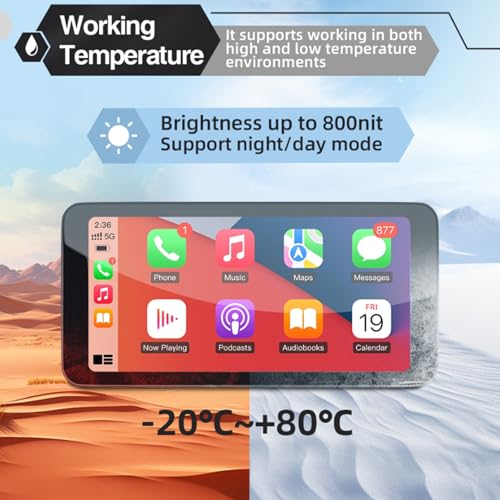 Motorcycle CarPlay & Android Auto, 6.5 Inch Wireless Carplay Screen with GPS Navigation, IP67 Waterproof Touchscreen, Bluetooth, Portable Screen for Motorbike, Dual Bluetooth, Siri, G-Assist - size: 6.5 inch