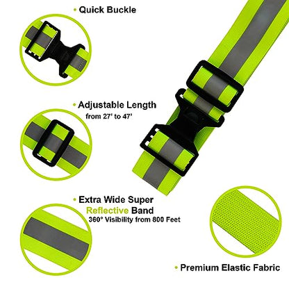 Reflective Belt for Running Army PT Belt Reflective Running Gear - color: Green Belt + Bag