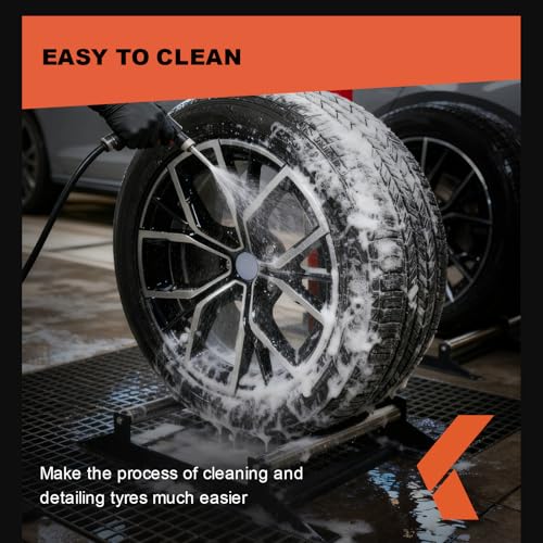 KREFINISH Rolling Wheel Detailing Stand Heavy Duty Wheel Cleaning Stand 360° Rotating Tire Stand for Wheel Rim Cleaning, Ceramic Coating, Polishing Applying Tire Shine & Car Wheel Wash