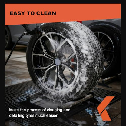KREFINISH Rolling Wheel Detailing Stand Heavy Duty Wheel Cleaning Stand 360° Rotating Tire Stand for Wheel Rim Cleaning, Ceramic Coating, Polishing Applying Tire Shine & Car Wheel Wash