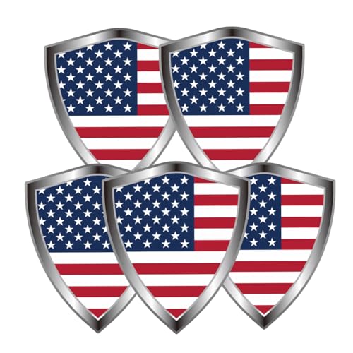 U.S.A Flag Decal Sticker - America Flags Shield Shape Reflective Vinyl Car Stickers - for Car Window Bumper Laptop Waterproof Sticker (5Pcs) - color: U.s.a