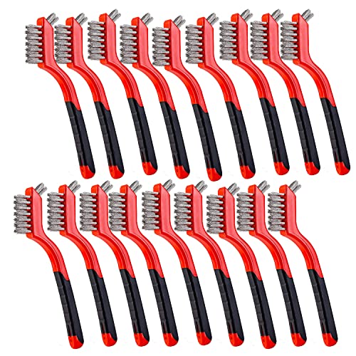 Wire Scratch Brush Set Soft Grip for Rust, Dirt & Paint Scrubbing with Deep Cleaning (18, 18PCS - Stainless Steel Wire) - style: 18PCS - Stainless Steel Wire