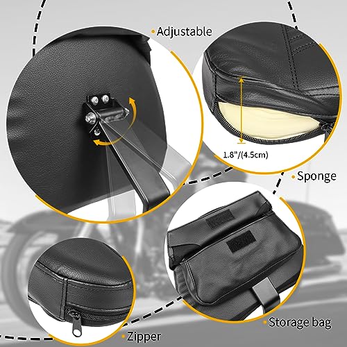AUFER Adjustable Plug-in Heavy Duty Driver Rider Backrest Kits Compatible With For 1997-2020 2021 2022 2023 2024 2025 2026 Harley Touring Road King Street Glide Road Glide Electra Glide,Black - size: Stripe Style (Black)