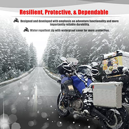 Goldfire Motorcycle Tank Bag Expandable ADV Gas Oil Fuel Tank Saddle Bag with Strong Strap Mount Water Resistant Motorcycle Storage Bag(Black) - color: Black