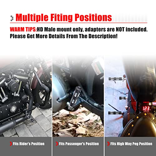 Goldfire 1 Pair Motorcycle Foot Pegs CNC Cut Male Front & Rear Foot Pegs Foot Rests Motorcycle Passenger Pedals Compatible with Harley Sportster, Dyna, Road King (Black) - color: Black