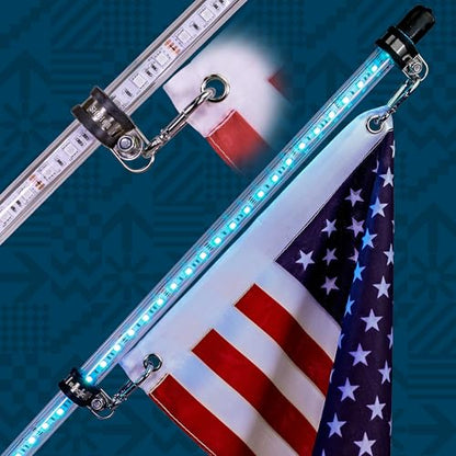 True Mods 2pc 5ft RGB LED Whip Light for UTV ATV [RF Wireless Remote] USA Flag Waterproof LED Lighted Whip CB Antenna Pole Stick for RZR Can-Am Polaris SxS 4x4 Quad Dune Buggy 4 Wheeler Accessories - size: 5 ft - Pack of 2