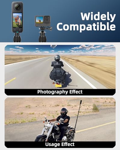 Motorcycle Camera Mount Kit for Insta360 X4, X3, X2, RS & GoPro - 63” Aluminum Alloy Invisible Selfie Stick with Metal Knobs, Perfect for Cycling Video Recording & Vlogging