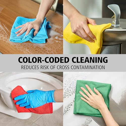 Rubbermaid Commercial Products HYGEN r-40 Recycled Microfiber Cloths, 12"" X 12"" Blue, 24-Pack, Durable, Lint-Free, Wet-Dry Cleaning for Home, Applianes, Cars, Custodial Spaces, Housekeeping, Glass - color: Blue, size: 12 In x 12 In
