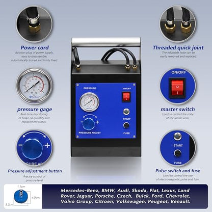 Electric Motive Power Brake Pressure Bleeder Kit, 4-Wheel Simultaneous Smart Pulse Fluid Oil Exchanger, DC 12V /AC 110V Pneumatic Automotive Machine for All Vehicles One-Person Operation - size: 14PCS Kit