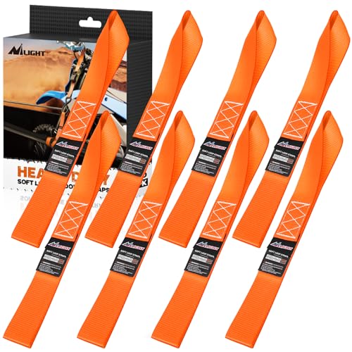 Nilight Soft Loop 1.7”×17" Motorcycle Tie Down Straps Heavy Duty 12000Lbs Max Break Strength for Securing ATV UTV Kayak Moving Cargo (8PK-Orange) - color: Orange