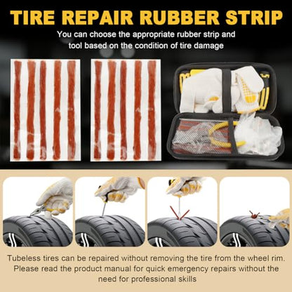 48 Pack Tire Plug Kit, Universal Tire Repair Kit for Flat Ti-re Puncture Repair, Suitable for Autos, Cars, Motorcycles, Trucks, RVs, etc.(Color:As Shown)