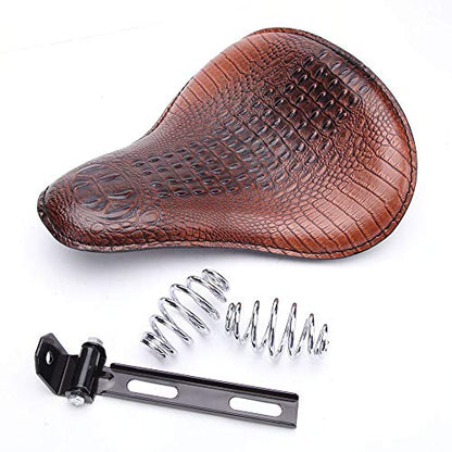 13" Brown Crocodile Motorcycle Leather Driver Seat Cushion for Harley Davidson Sportster Chopper Bobber (Brown-Crocodile) - color: Brown-Crocodile