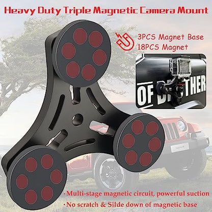 ULIBERMAGNET Magnetic Action Camera Mount,100LB Solid Aluminum Magnetic Mount Tripod with Mini Ball Head,Strong Rubber Coated Magnet with 1/4’’-20 Male Thread Stud for GoPro,Security Camera - style: 100LB Triangle Magnetic Camera Mount
