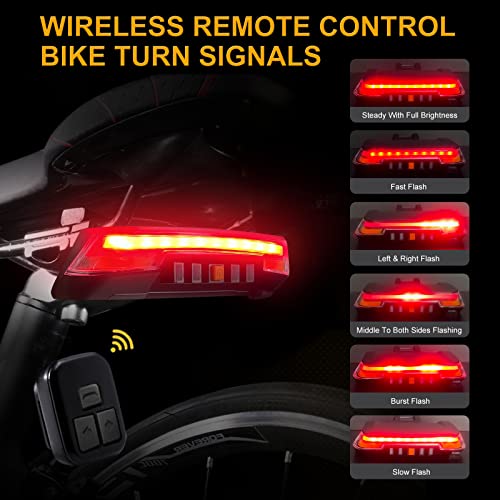 JINKEY Bike Turn Signals,Bright Bicycle Turn Signals Front Back IPX5 Waterproof Wireless Remote Control Rear Bike Light USB Rechargeable LED Bike Flashlight for Mountain Bike,Bicycle,Scooter - color: Style 3